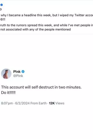 在删除社交媒体账户后,Pink打破了对关于吹牛老爹的谣言的沉默